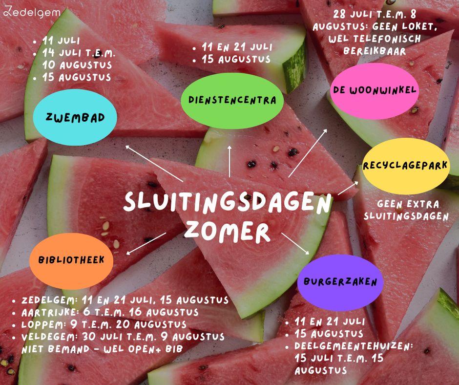 Sluitingsdagen zomer
