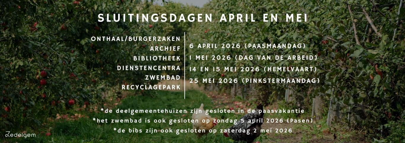 Sluitingsdagen april en mei