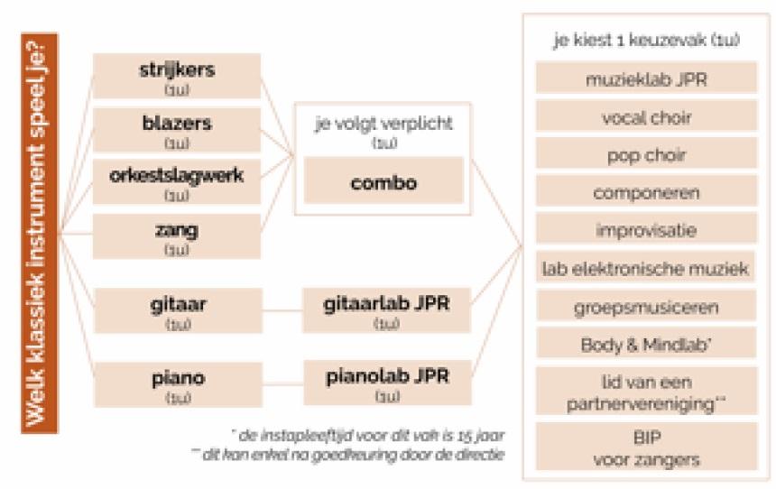 Schema: Derde graad muziek - optie mix klassiek en jazz-pop-rock
