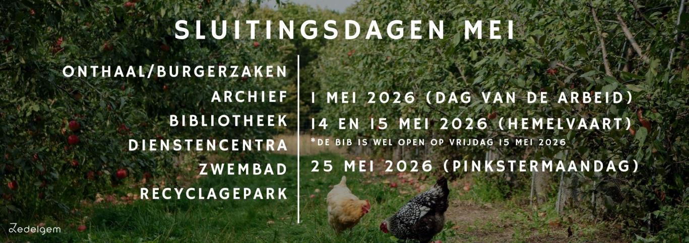 Sluitingsdagen in mei van de gemeentelijke diensten