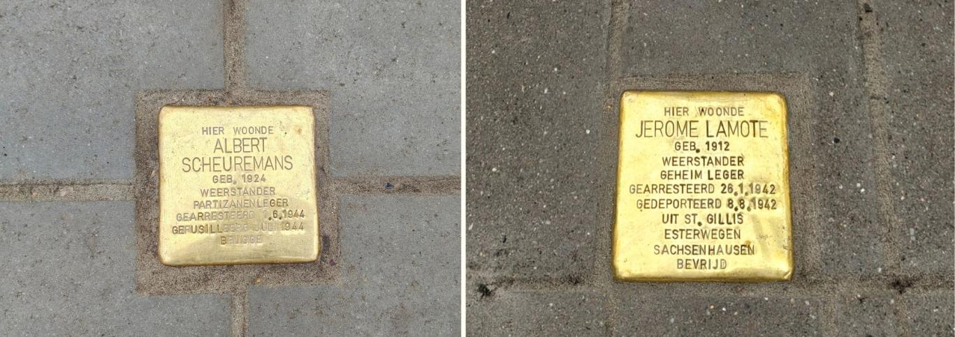 Struikelstenen voor Albert Scheuremans en Jerome Lamote