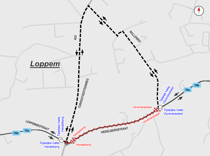 lokale omleiding Lijn 70a/70b