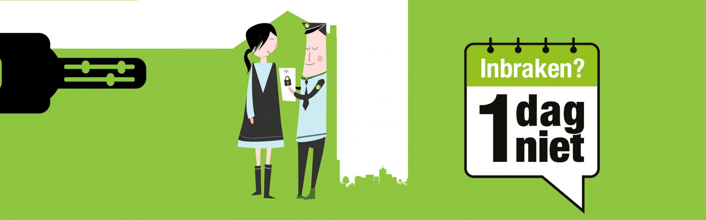 Een koppel met een sleutel voor de actie 'tegen woninginbraken'.