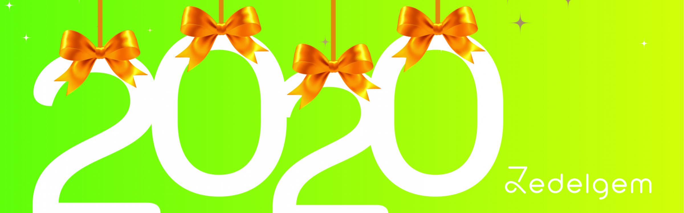 Een feestelijke kaart van de gemeente Zedelgem met nieuwjaarswensen.
