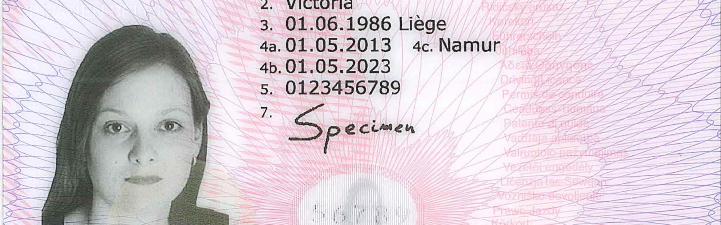 Een foto van een rijbewijs.