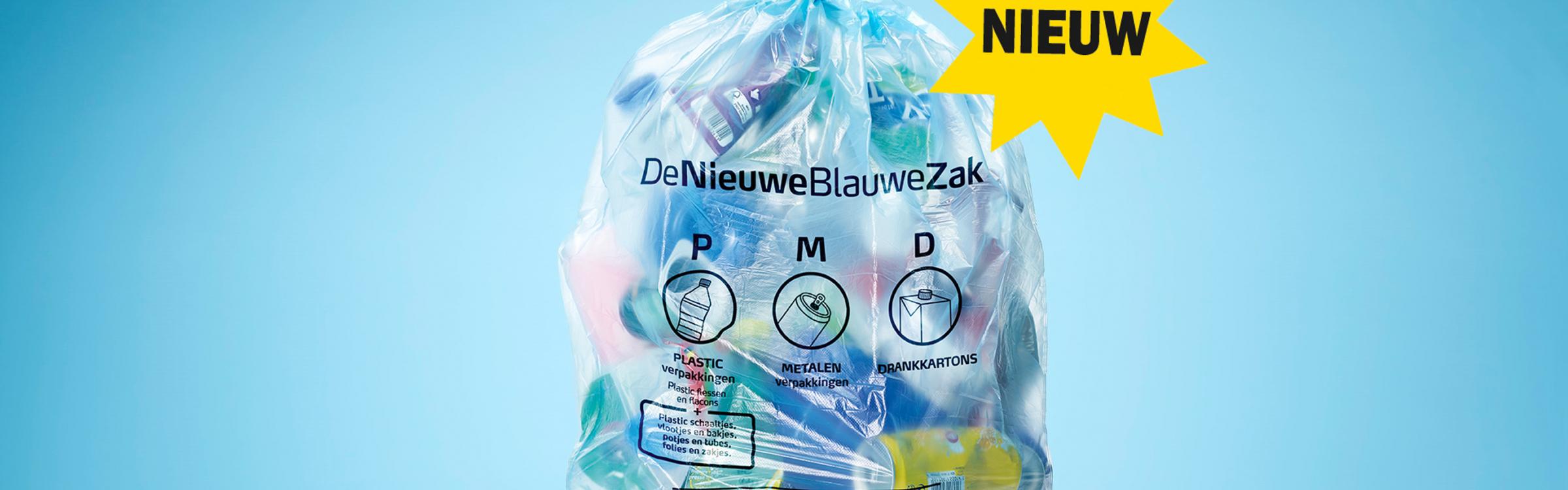 De nieuwe blauwe PMD zak.