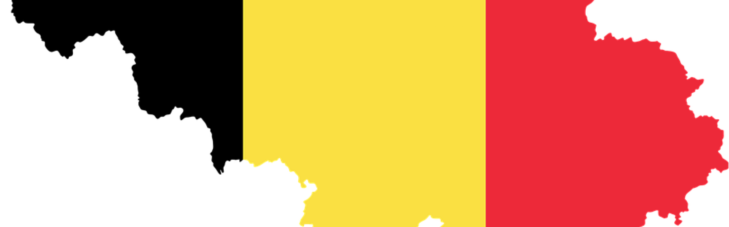 De kaart van België gekleurd in de kleuren van de Belgische vlag.