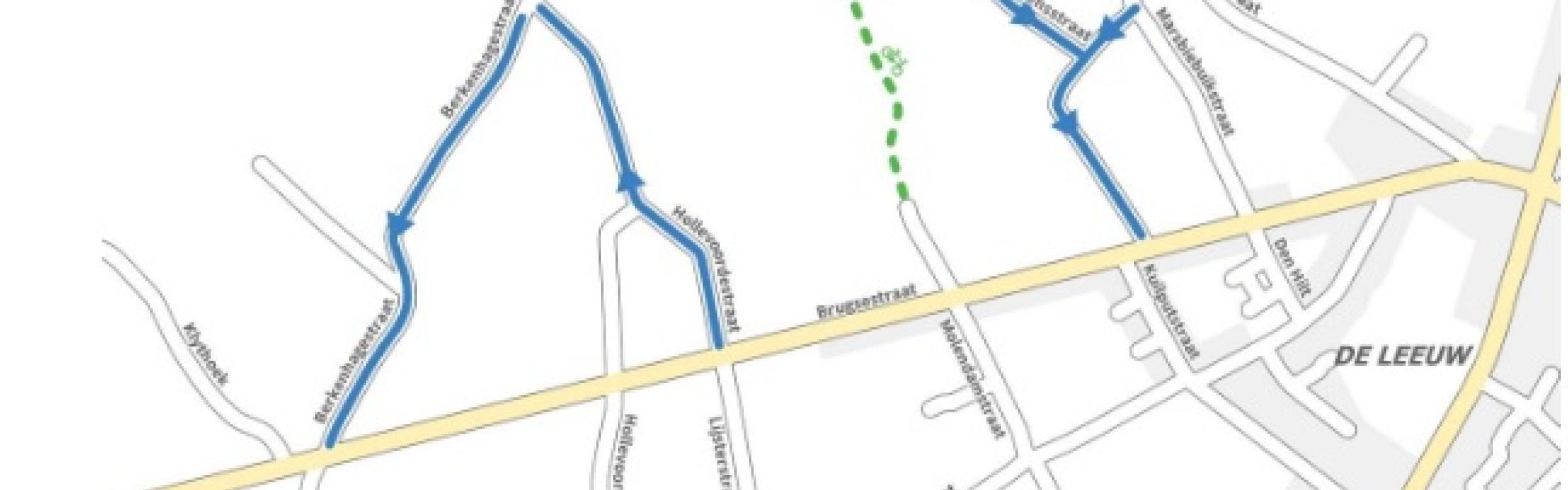 Plan over de wegenwerken in de Berkenhagestraat, Hollevoordestraat en Dr. Adriaensstraat.