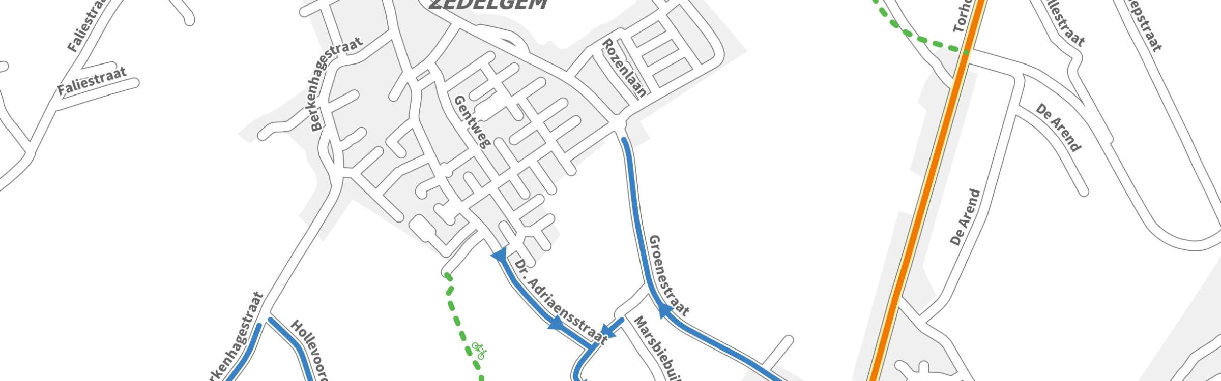 Plan over de wegenwerken in de Groenestraat.