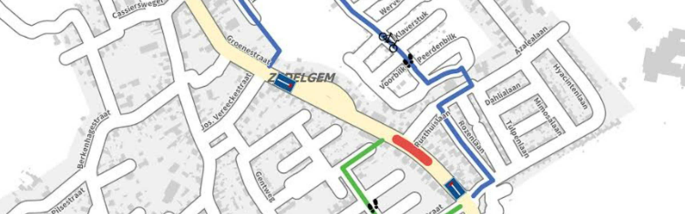 Plan over de wegenwerken in de Groenestraat.