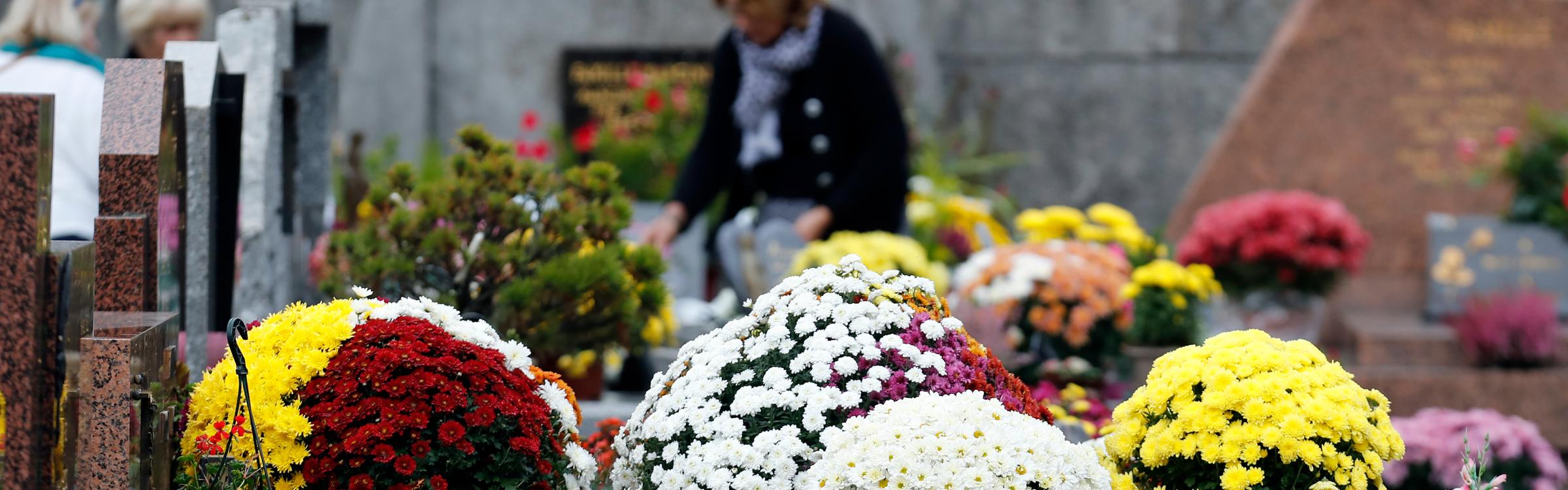 Bloemen op de begraafplaats.