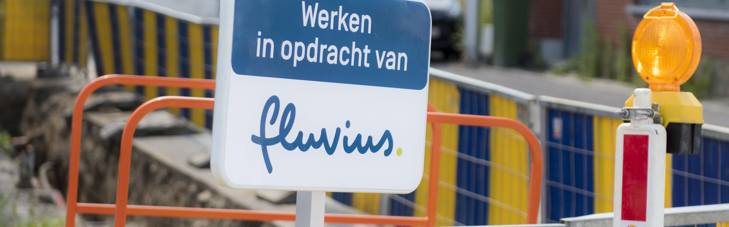 bord met aankondiging werken Fluvius in de Rijselstraat Loppem