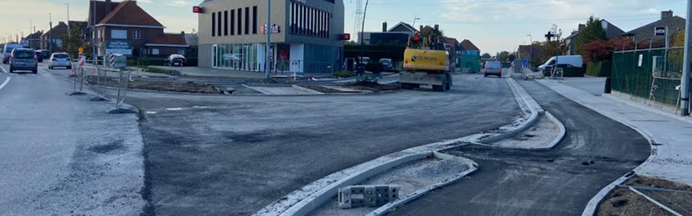 Foto van de werken aan het kruispunt Groenestraat-Brugsestraat