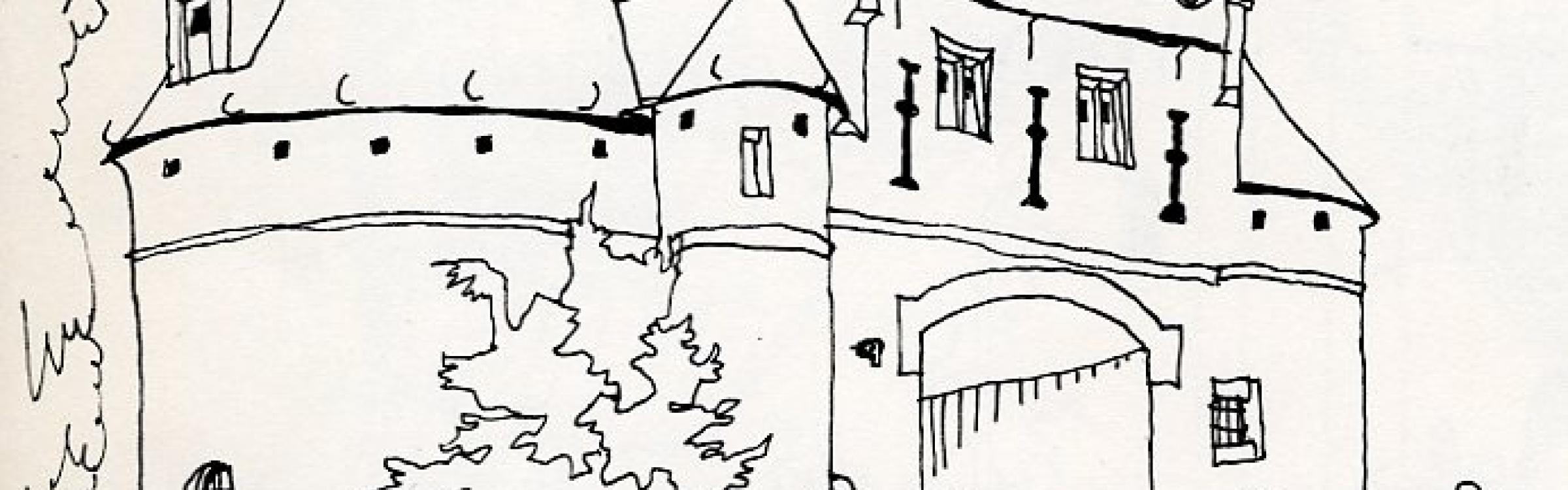 Tekening van de Smedenpoort in Brugge