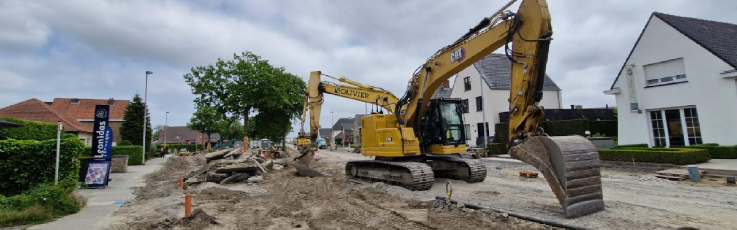 Foto van graafmachine in Groenestraat