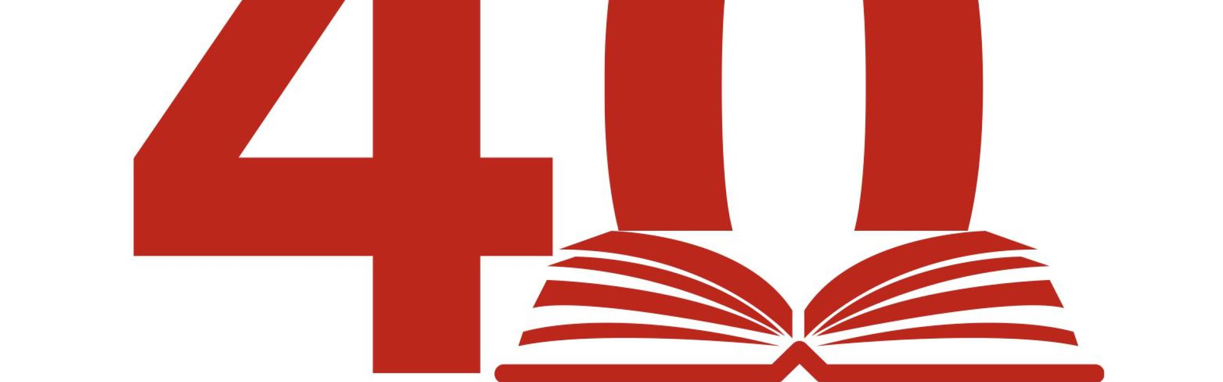 Rood logo van 40 jaar bib. 