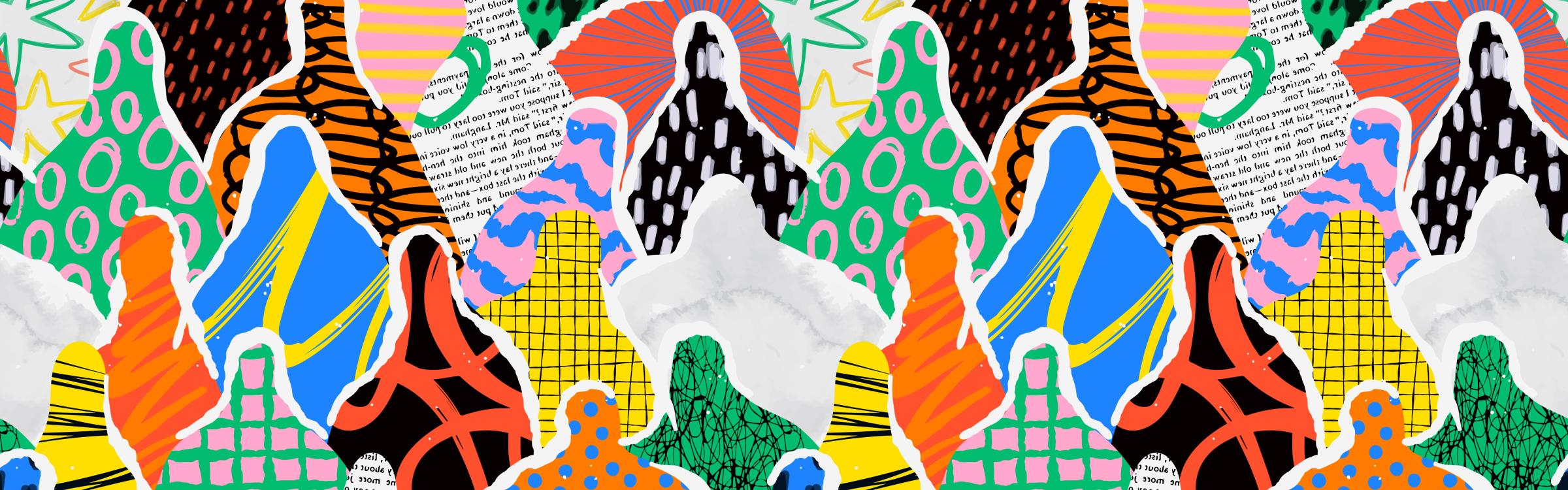 abstract kunstwerk van verschillende silhouetten