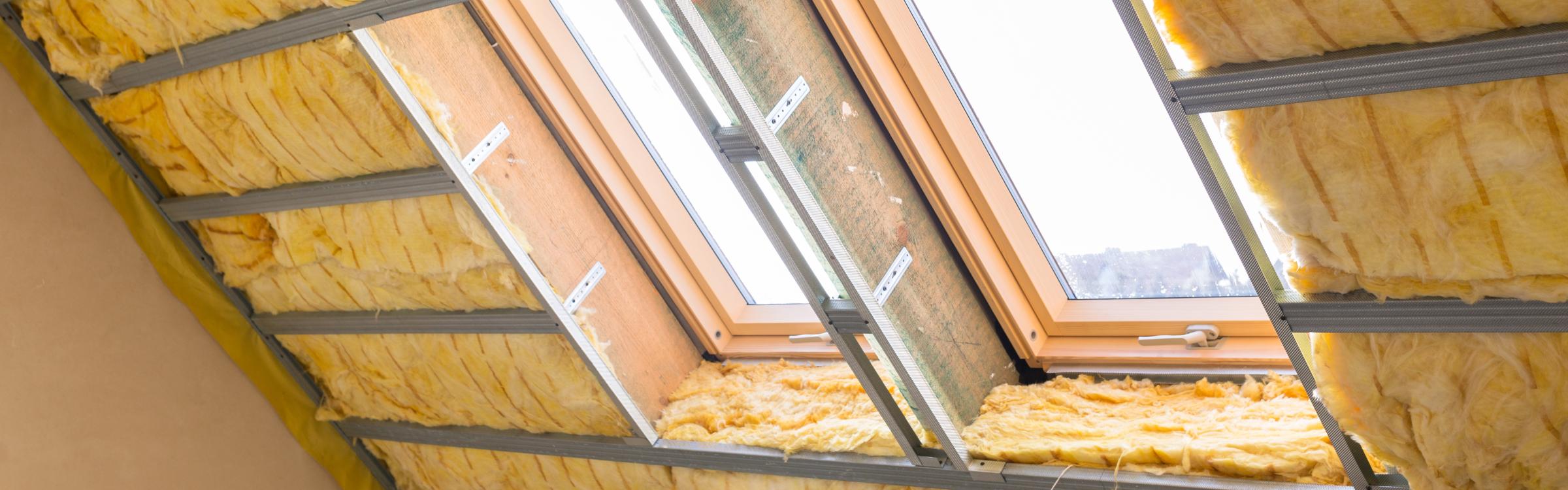 isolatie op een zolderkamer met 2 veluxramen