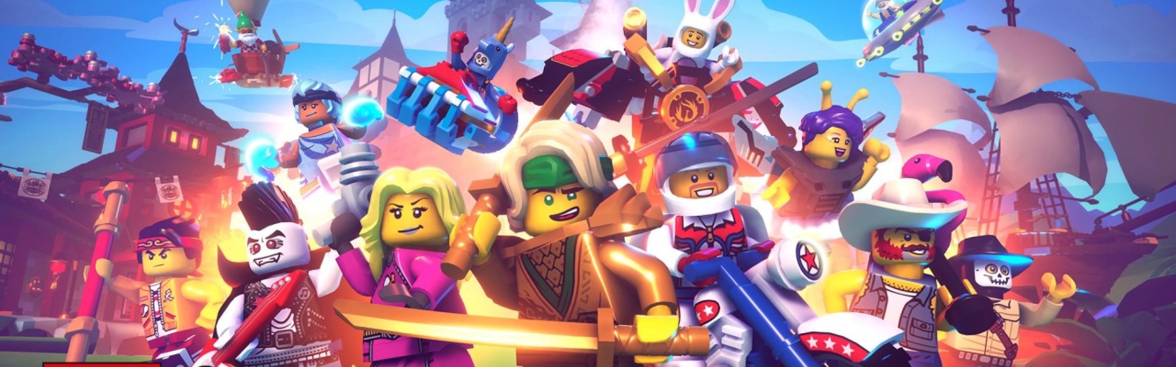 Kleurrijke afbeelding van de game LEGO Brawls voor Nintendo Switch.