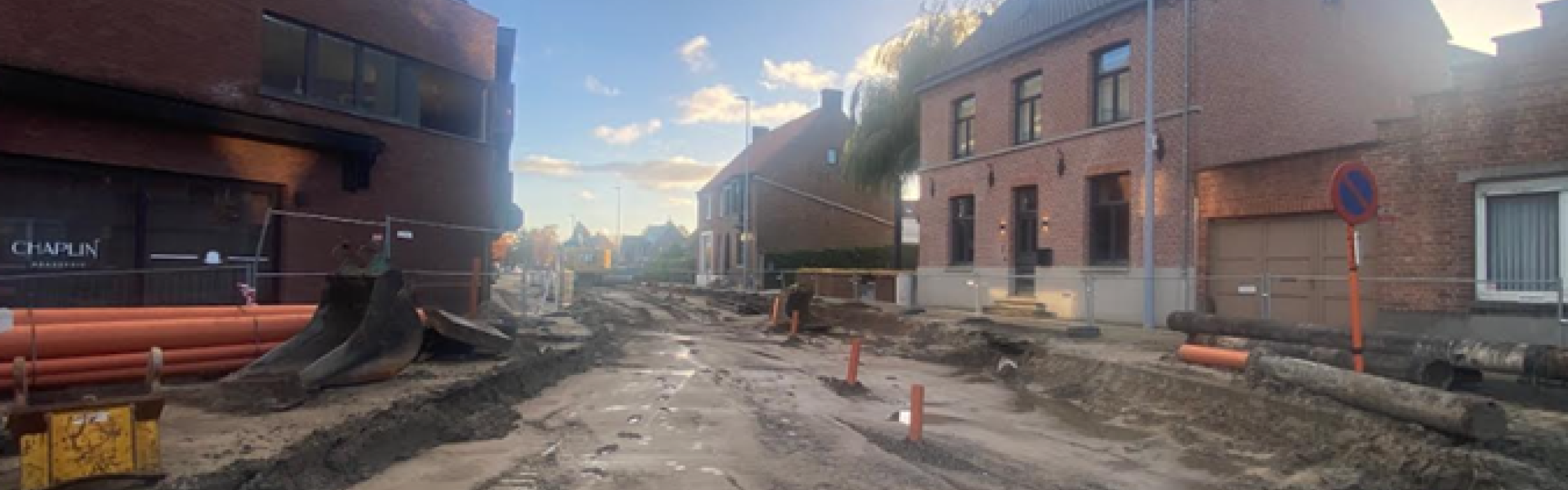 Opengebroken kruispunt Loppemsestraat-Groenestraat