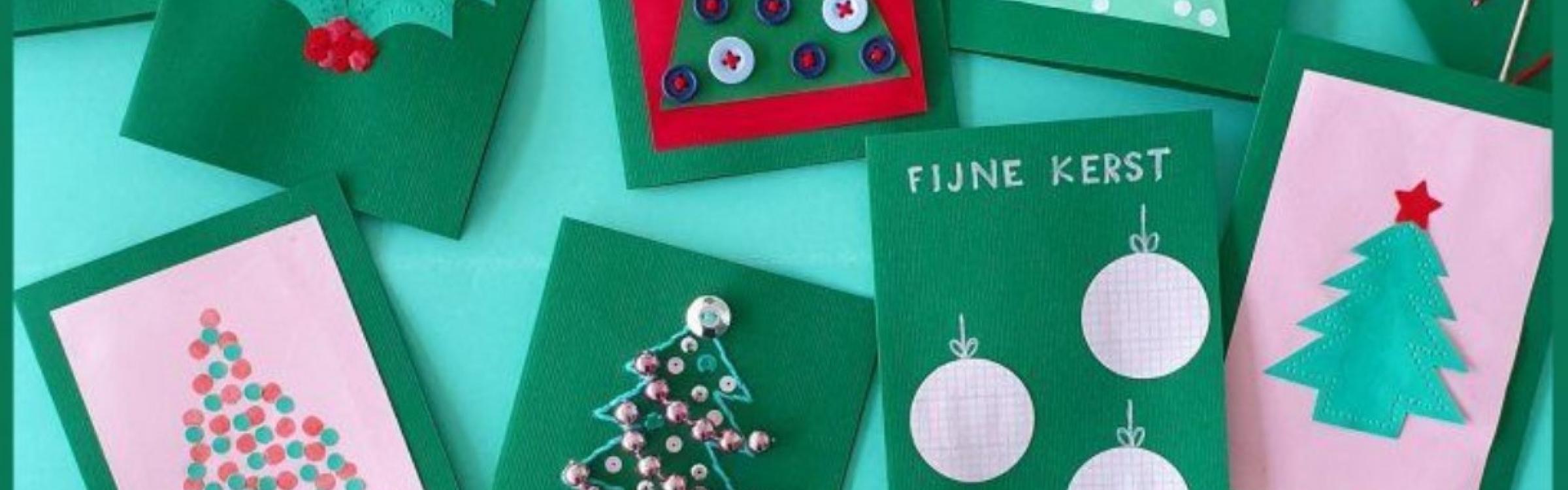 Foto van zelf geknutselde kerstkaartjes.