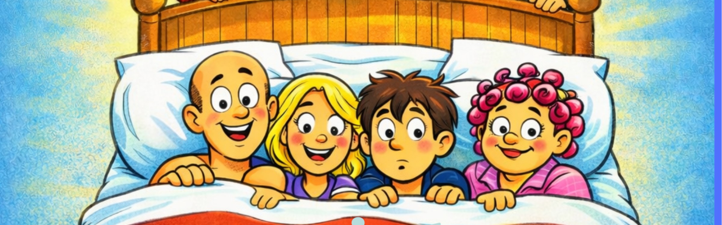 Affiche van de voorstelling 'Met 4 in bed' - een dolkomische klucht