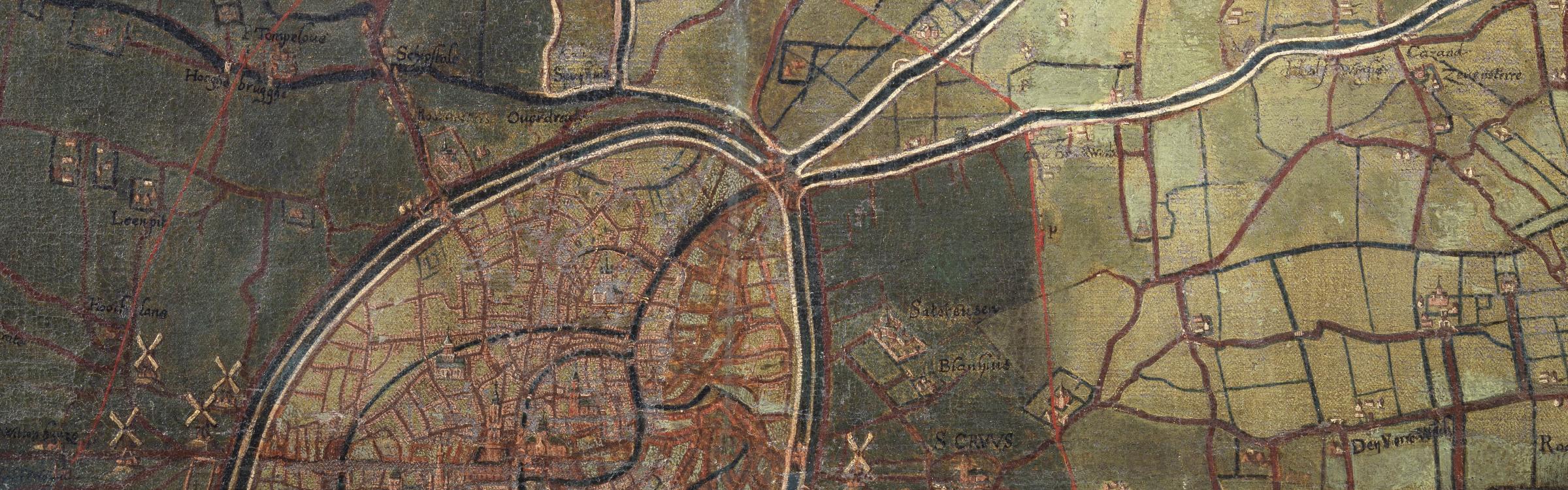 Detail uit de heraldische kaart van het Brugse Vrije, oorspronkelijke kaart van Pieter Pourbus