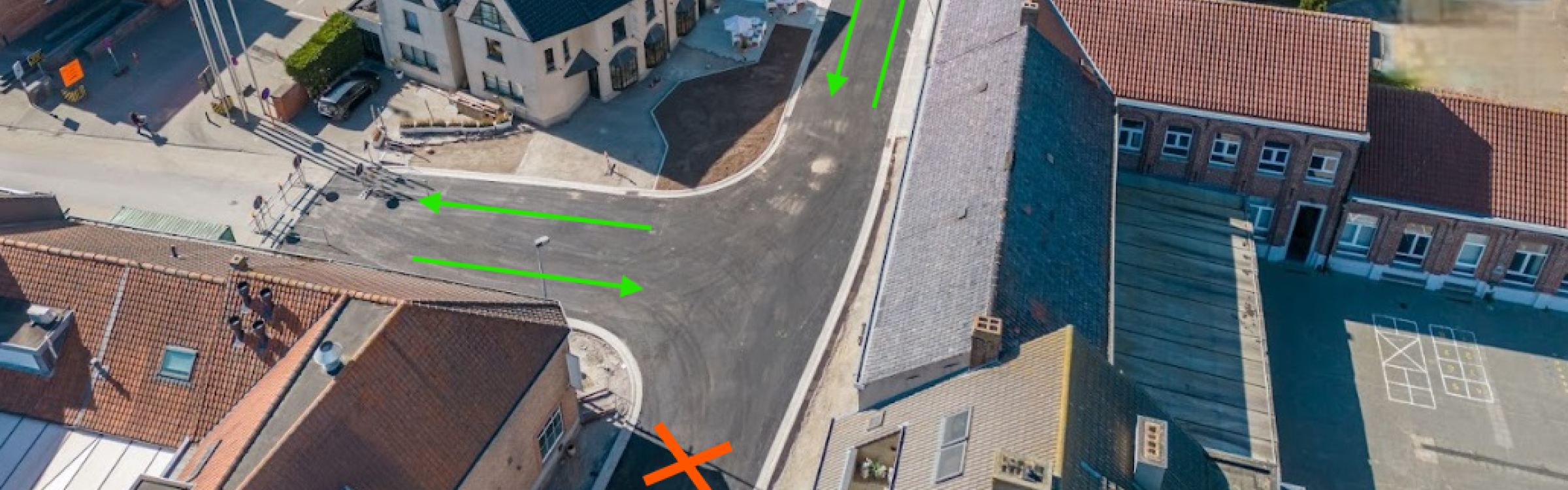 foto werken Groenestraat kruispunt met Berkenhagestraat